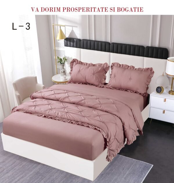 Lenjerie de pat cu pliuri și elastic 4 piese