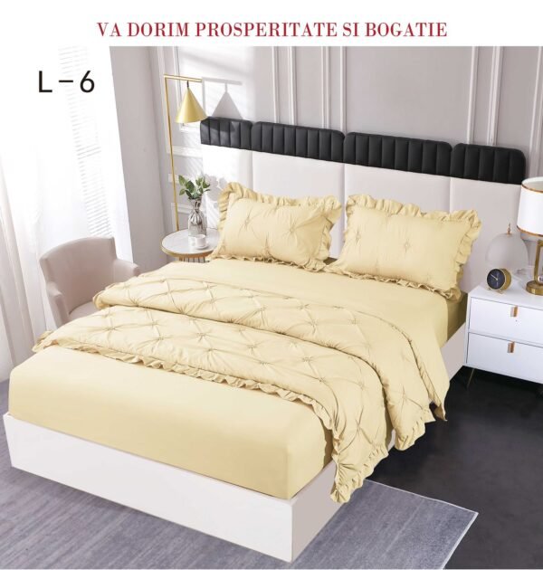 Lenjerie de pat cu pliuri și elastic 4 piese