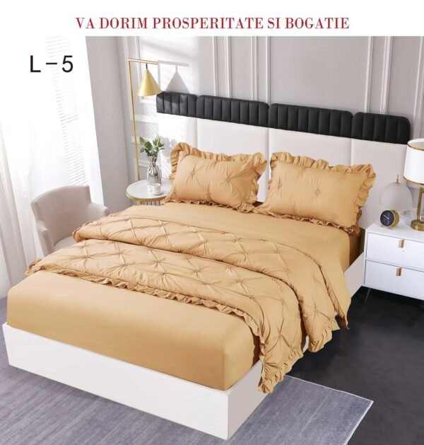 Lenjerie de pat cu pliuri și elastic 4 piese