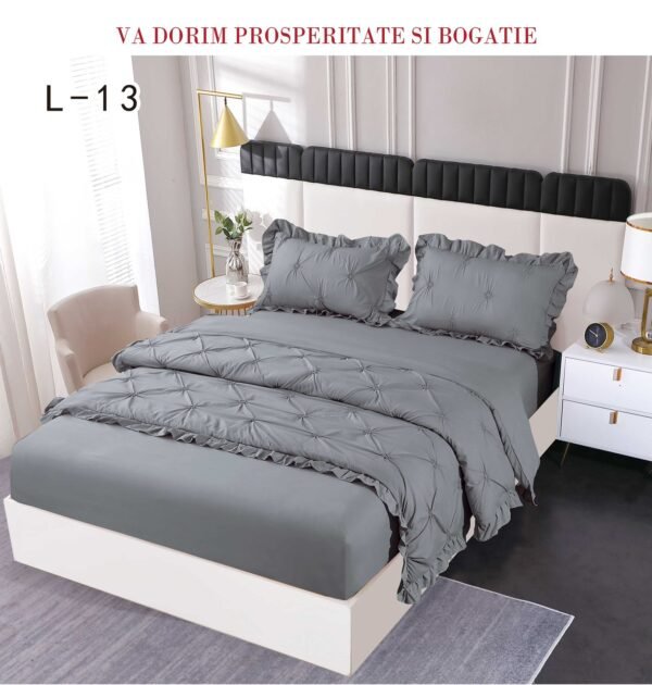 Lenjerie de pat cu pliuri și elastic 4 piese