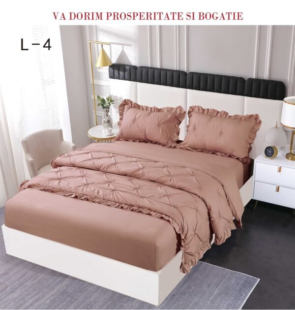 Lenjerie de pat cu pliuri și elastic 4 piese