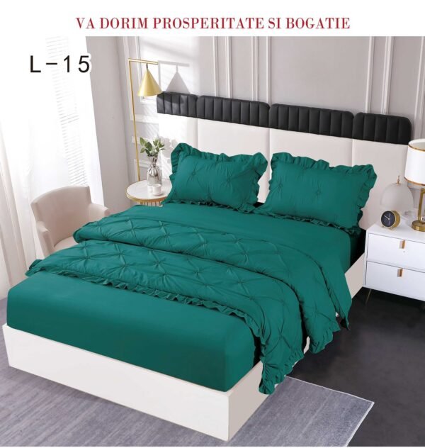 Lenjerie de pat cu pliuri și elastic 4 piese