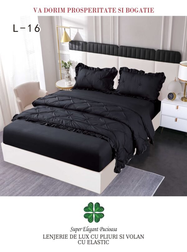 Lenjerie de pat cu pliuri și elastic 4 piese