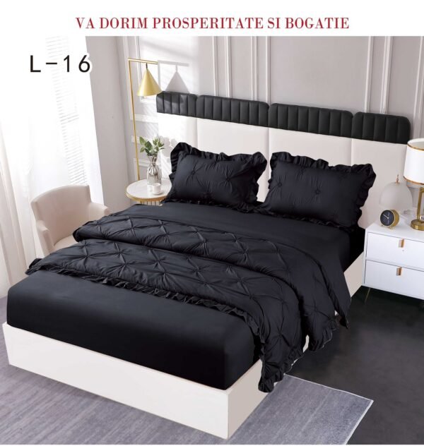 Lenjerie de pat cu pliuri și elastic 4 piese