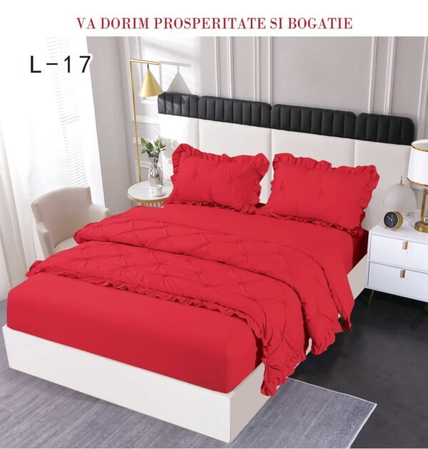 Lenjerie de pat cu pliuri și elastic 4 piese