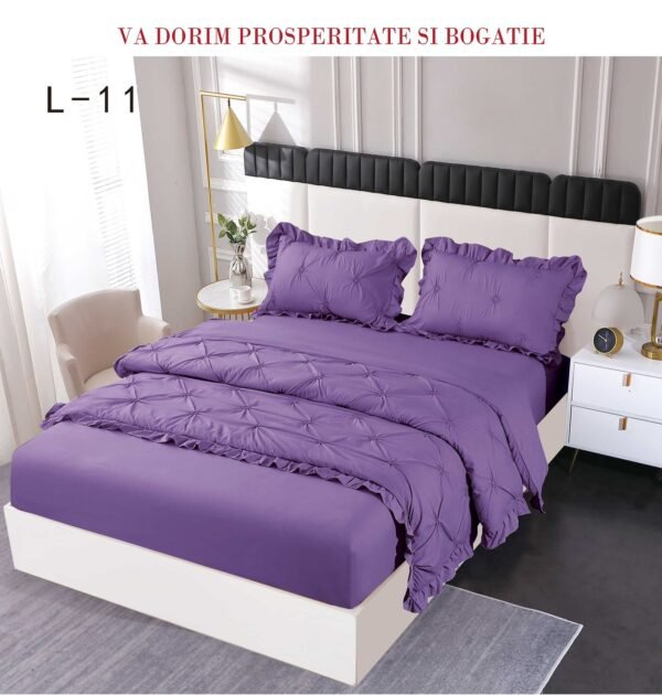 Lenjerie de pat cu pliuri și elastic 4 piese