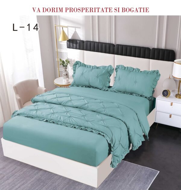 Lenjerie de pat cu pliuri și elastic 4 piese