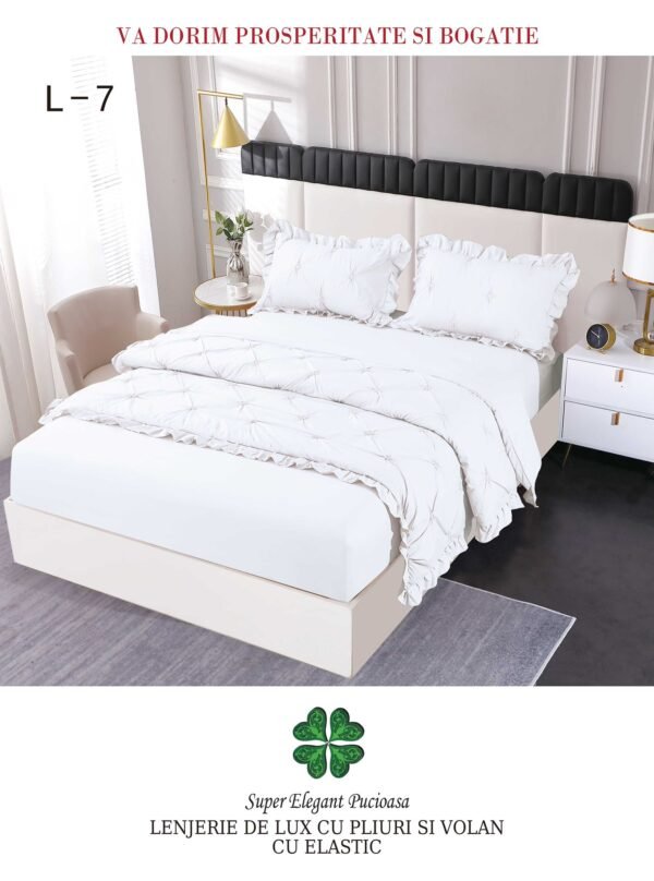 Lenjerie de pat cu pliuri și elastic 4 piese