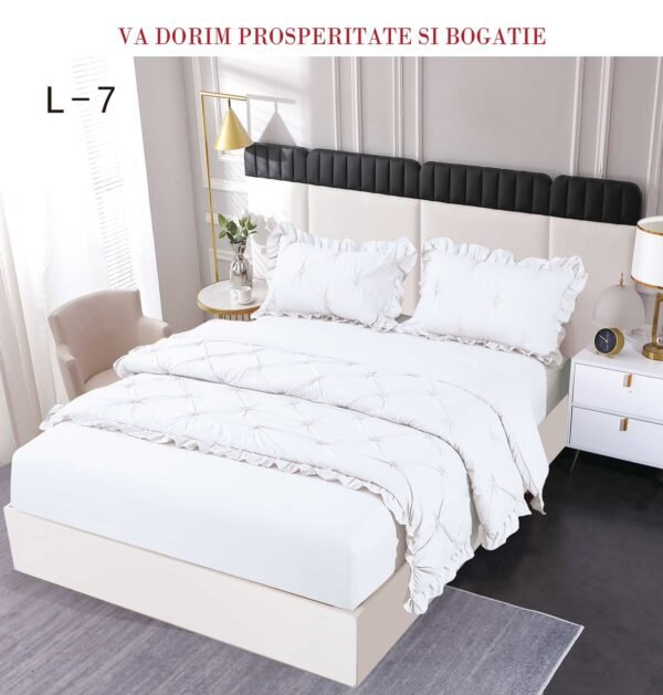 Lenjerie de pat cu pliuri și elastic 4 piese