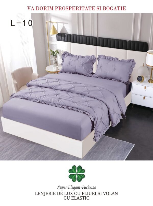 Lenjerie de pat cu pliuri și elastic 4 piese