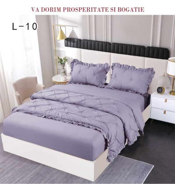 Lenjerie de pat cu pliuri și elastic 4 piese