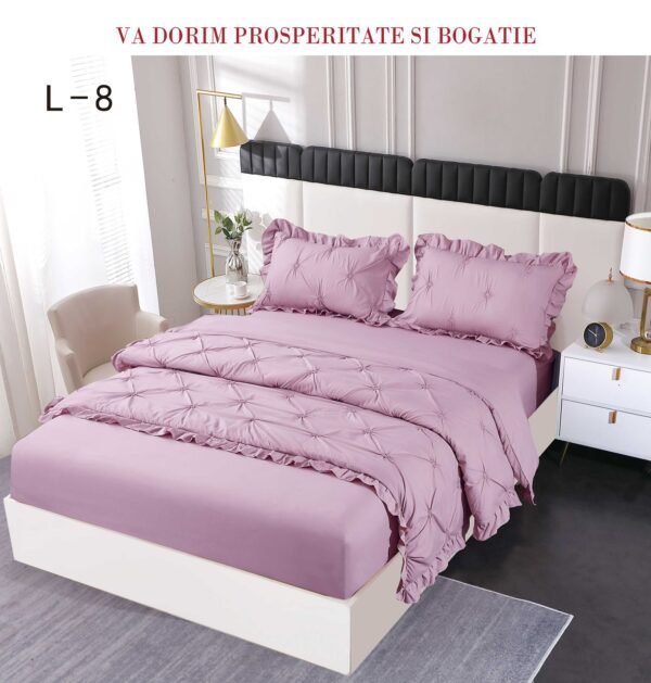 Lenjerie de pat cu pliuri și elastic 4 piese