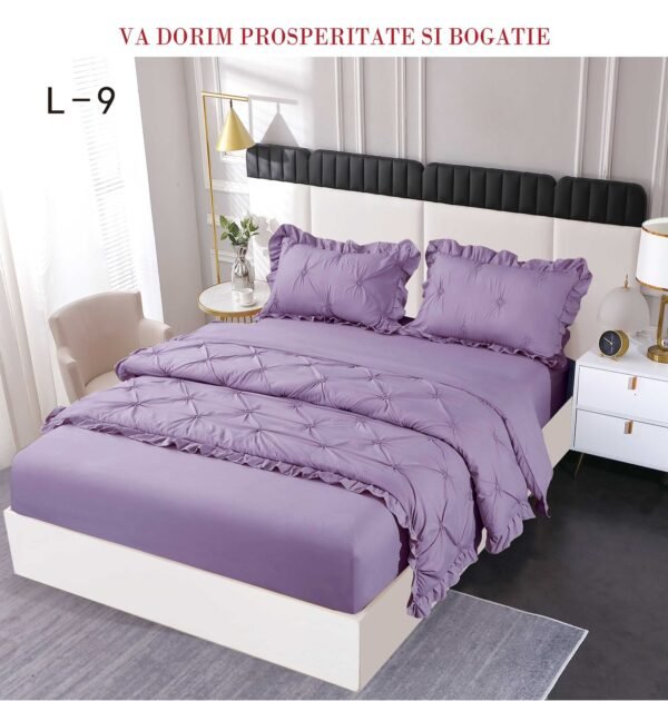 Lenjerie de pat cu pliuri și elastic 4 piese