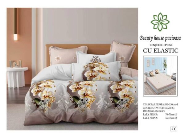 Lenjerie de pat finet 6 piese cu elastic 180x200