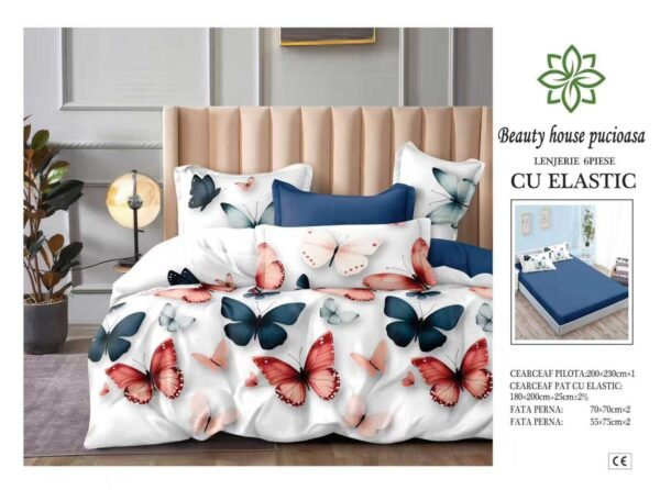 Lenjerie de pat finet 6 piese cu elastic 180x200