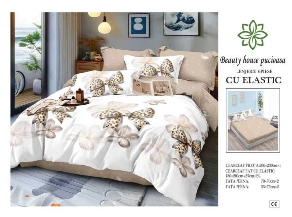 Lenjerie de pat finet 6 piese cu elastic 180x200