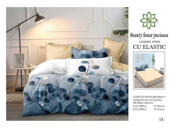 Lenjerie de pat finet 6 piese cu elastic 180x200