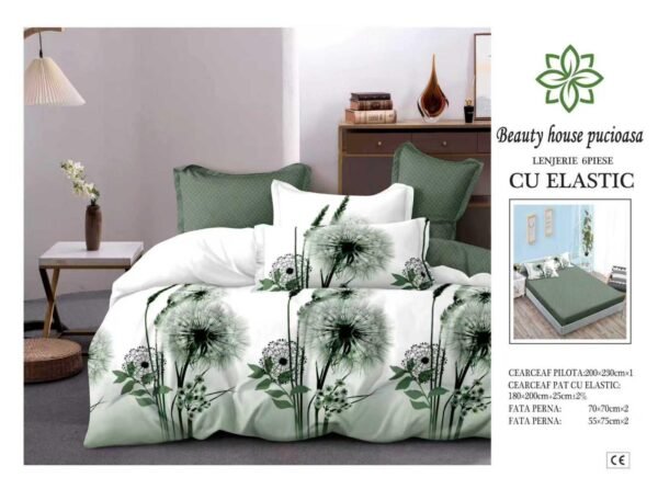 Lenjerie de pat finet 6 piese cu elastic 180x200