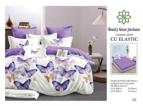 Lenjerie de pat finet 6 piese cu elastic 180x200