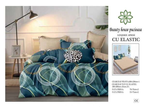 Lenjerie de pat finet 6 piese cu elastic 180x200