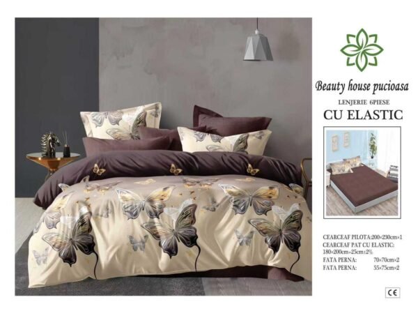 Lenjerie de pat finet 6 piese cu elastic 180x200
