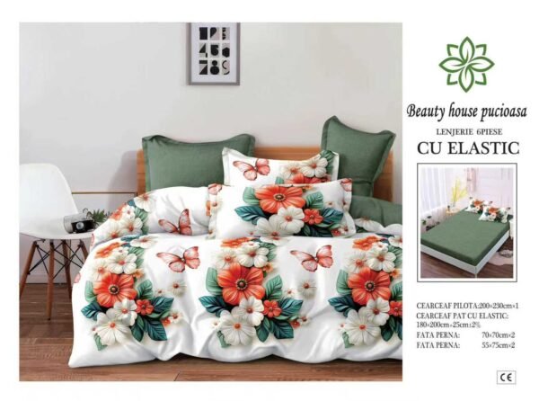 Lenjerie de pat finet 6 piese cu elastic 180x200