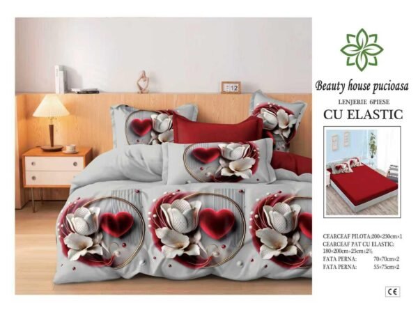 Lenjerie de pat finet 6 piese cu elastic 180x200