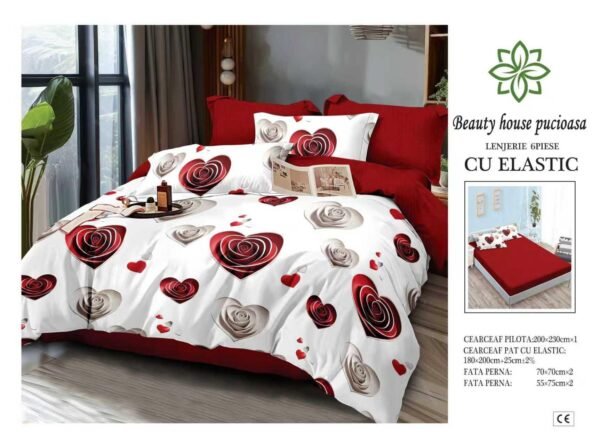 Lenjerie de pat finet 6 piese cu elastic 180x200