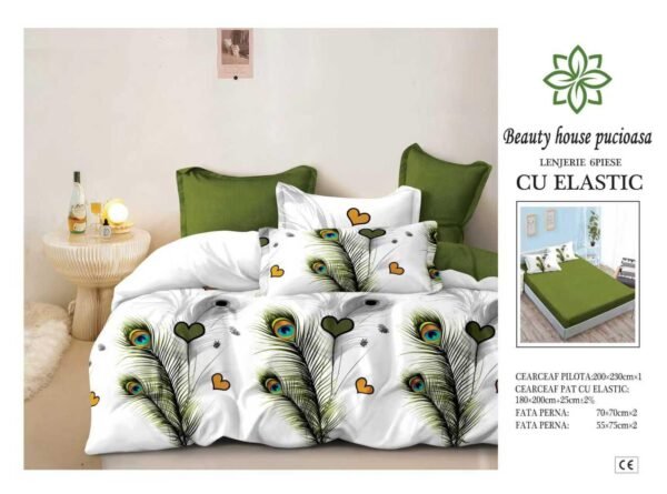 Lenjerie de pat finet 6 piese cu elastic 180x200