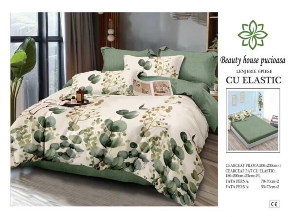 Lenjerie de pat finet 6 piese cu elastic 180x200