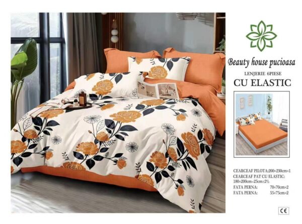 Lenjerie de pat finet 6 piese cu elastic 180x200
