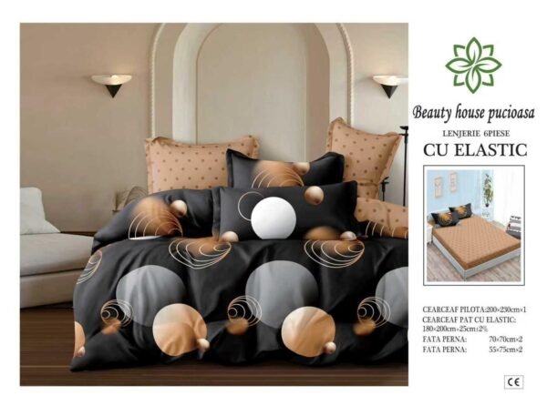 Lenjerie de pat finet 6 piese cu elastic 180x200